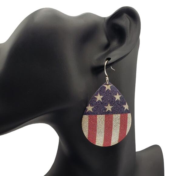 3/15 NWT American Flag Nickel Free Teardrop Earrings - Picture 5 of 5